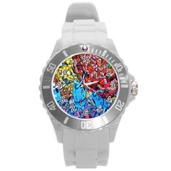 Colorful Graffiti Art Round Plastic Sport Watch (l)