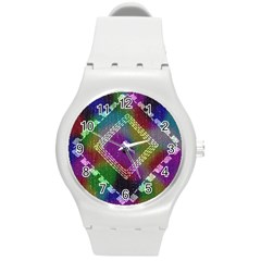 Embroidered Fabric Pattern Round Plastic Sport Watch (m)