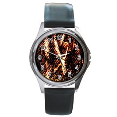 Fabric Yikes Texture Round Metal Watch by Nexatart