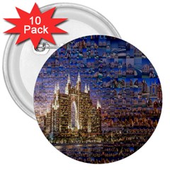 Dubai 3  Buttons (10 Pack) 