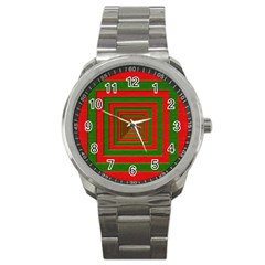 Fabric Texture 3d Geometric Vortex Sport Metal Watch by Nexatart