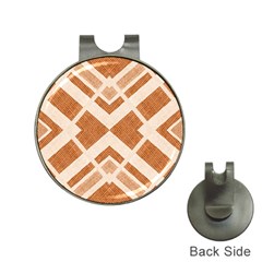 Fabric Textile Tan Beige Geometric Hat Clips With Golf Markers