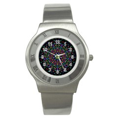 Fractal Texture Stainless Steel Watch by Nexatart