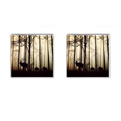 Forest Fog Hirsch Wild Boars Cufflinks (square) by Nexatart