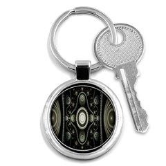 Fractal Beige Blue Abstract Key Chains (round) 