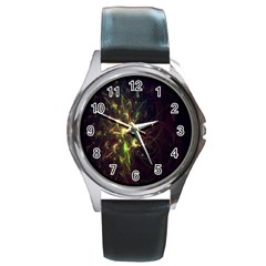 Fractal Flame Light Energy Round Metal Watch