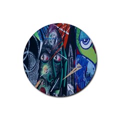 Graffiti Art Urban Design Paint Rubber Round Coaster (4 Pack) 