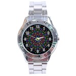 Fractal Texture Stainless Steel Analogue Watch Front