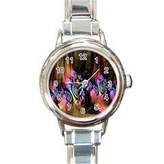 Fractal Colorful Background Round Italian Charm Watch