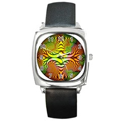 Fractals Ball About Abstract Square Metal Watch