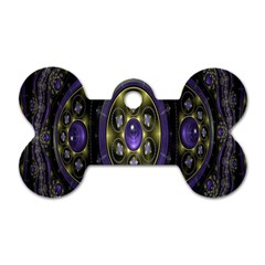 Fractal Sparkling Purple Abstract Dog Tag Bone (two Sides)