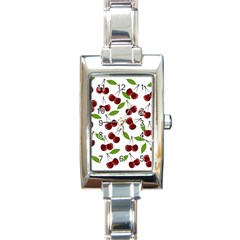 Cherry Pattern Rectangle Italian Charm Watch by Valentinaart