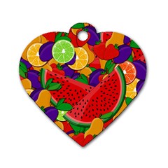 Summer Fruits Dog Tag Heart (one Side) by Valentinaart