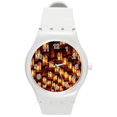 Light Art Pattern Lamp Round Plastic Sport Watch (m)