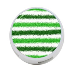 Metallic Green Glitter Stripes 4-port Usb Hub (two Sides) 