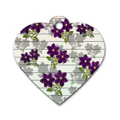 Purple Vintage Flowers Dog Tag Heart (one Side) by Valentinaart