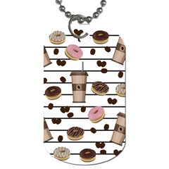 Donuts And Coffee Pattern Dog Tag (two Sides) by Valentinaart