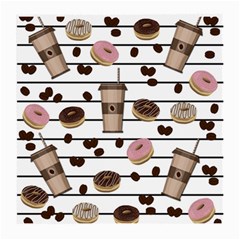 Donuts And Coffee Pattern Medium Glasses Cloth by Valentinaart