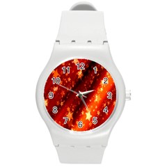 Star Christmas Pattern Texture Round Plastic Sport Watch (m) by Nexatart