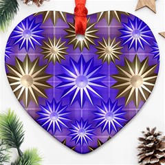 Stars Patterns Christmas Background Seamless Ornament (heart)