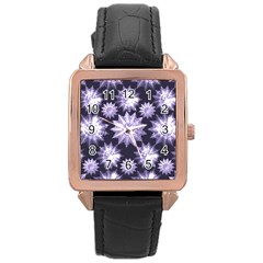 Stars Patterns Christmas Background Seamless Rose Gold Leather Watch 