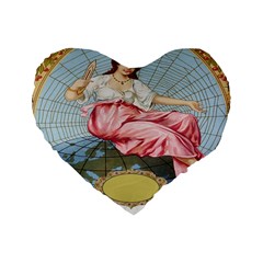 Vintage Art Collage Lady Fabrics Standard 16  Premium Heart Shape Cushions by Nexatart