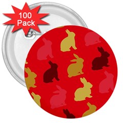 Hare Easter Pattern Animals 3  Buttons (100 Pack) 