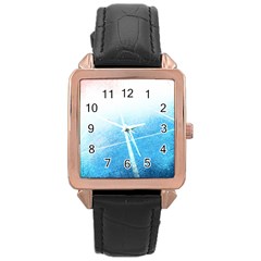 Court Sport Blue Red White Rose Gold Leather Watch  by Amaryn4rt