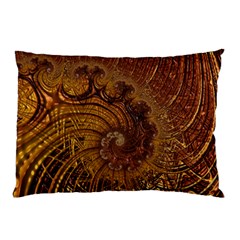 Copper Caramel Swirls Abstract Art Pillow Case (two Sides) by Amaryn4rt