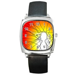 Spirituality Man Origin Lines Square Metal Watch by Amaryn4rt