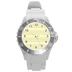 Background Pattern Lines Round Plastic Sport Watch (l)