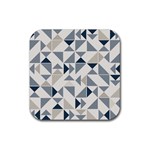 Geometric Triangle Modern Mosaic Rubber Coaster (Square)  Front