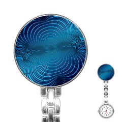 Abstract Fractal Blue Background Stainless Steel Nurses Watch by Amaryn4rt