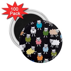 Sheep Cartoon Colorful 2 25  Magnets (100 Pack) 