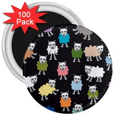 Sheep Cartoon Colorful 3  Magnets (100 Pack)