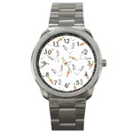 Rabbit Carrot Pattern Weft Step Sport Metal Watch Front