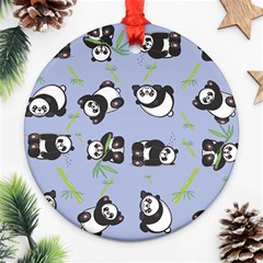 Panda Tile Cute Pattern Blue Ornament (round)