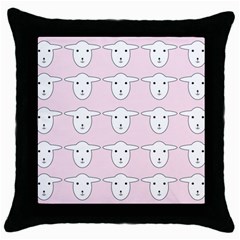 Sheep Wallpaper Pattern Pink Throw Pillow Case (black) by Amaryn4rt