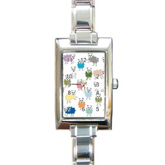 Sheep Cartoon Colorful Rectangle Italian Charm Watch