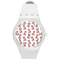 Dog Animal Pattern Round Plastic Sport Watch (m)