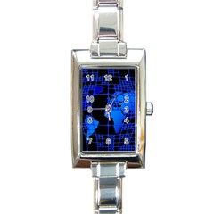 Network Networking Europe Asia Rectangle Italian Charm Watch