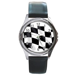 Flag Chess Corse Race Auto Road Round Metal Watch