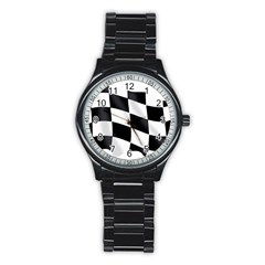 Flag Chess Corse Race Auto Road Stainless Steel Round Watch by Amaryn4rt