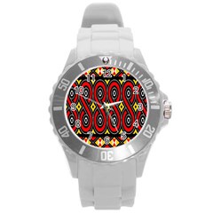 Toraja Traditional Art Pattern Round Plastic Sport Watch (l)