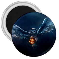 Owl And Fire Ball 3  Magnets