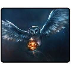 Owl And Fire Ball Double Sided Fleece Blanket (medium)  by Amaryn4rt