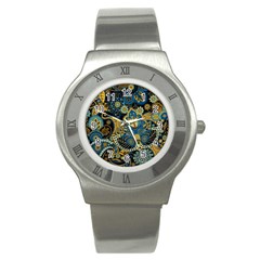 Retro Ethnic Background Pattern Vector Stainless Steel Watch by Amaryn4rt