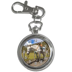 White Horse Tied Up At Cotopaxi National Park Ecuador Key Chain Watches by dflcprints