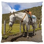 White Horse Tied Up at Cotopaxi National Park Ecuador Large Flano Cushion Case (One Side) Front