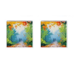 Park Nature Painting Cufflinks (square)